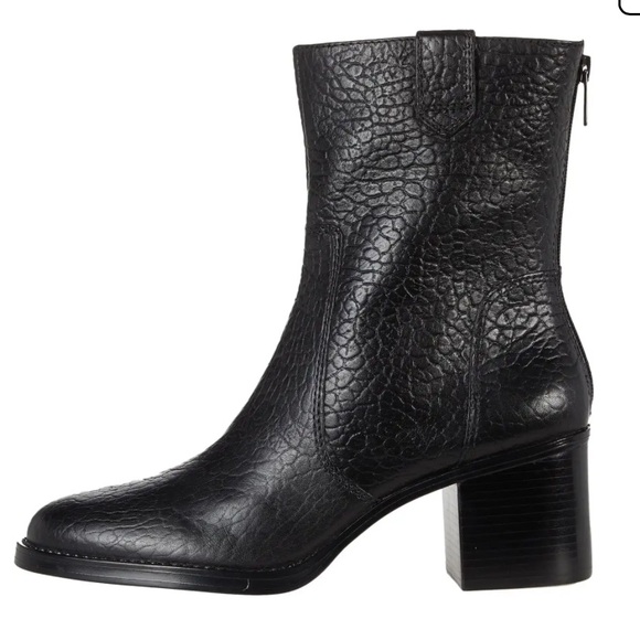 Vince Camuto Zanilla Black Leather Mid Calf Block Heel Boot - Picture 2 of 6